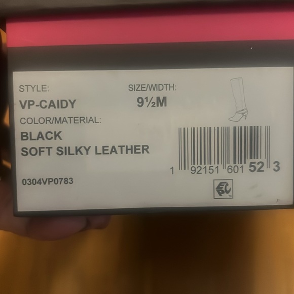 vince camuto black leather boots. 9.5 size, but fits in 9. - Picture 4 of 5